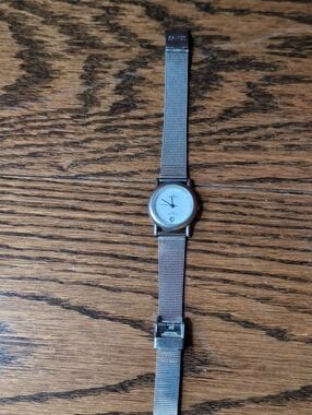 Skagen Silver Mesh Bracelet Watch with White Dial, Adjustable Band